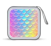 Jubonexis Rainbow Mermaid Scales CD Case DVD Storage Case Portable for Car Home Travel