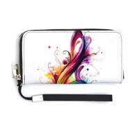 Jubonexis Rainbow Music Note Pattern PU Leather Clutch Long Bifold Wallet, Coin Purse Credit Pass Case, Durable Card-Holder Money Storage for Women Men