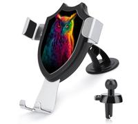 Jubonexis Rainbow Owl Neon Gradients Surreal Car Phone Holder Mount Triangle Clip Base Air Vent Cell Phone Car Mount Automotive Accessories for 4-6 Inches Cell Smartphones