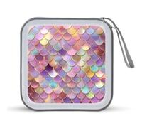 Jubonexis Rainbow Pastel Mermaid Scales CD Case DVD Storage Case Portable for Car Home Travel