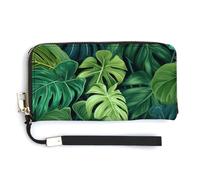 Jubonexis Rainforest Plants Monstera Tropical PU Leather Clutch Long Bifold Wallet, Coin Purse Credit Pass Case, Durable Card-Holder Money Storage for Women Men