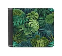 Jubonexis Rainforest Plants Monstera Tropical Soft PU Leather Bifold Wallet, Coin Purse Credit Pass Case, Durable Card-Holder Slim Billfold for Men Woman Money Storage