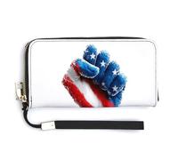 Jubonexis Raised Fist PU Leather Clutch Long Bifold Wallet, Coin Purse Credit Pass Case, Durable Card-Holder Money Storage for Women Men