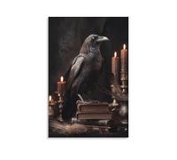 Jubonexis Raven on Several Books Dark Gothic Wall Art Poster Canvas Print Painting Aesthetic Picture for Living Room Farmhouse Decor Unframed 12x18inch(30x45cm)
