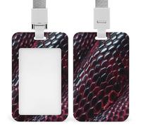 Jubonexis Red and Black Snake Skin ID Badge Holder Retractable Clip Card Holder Card Protector Name Badge Name Tag for Work Office Doctor Nurse