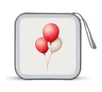 Jubonexis Red and White Chrsitmas Balloon CD Case DVD Storage Case Portable for Car Home Travel
