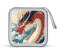 Jubonexis Red and White Dragon CD Case DVD Storage Case Portable for Car Home Travel