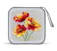 Jubonexis Red and Yellow Poppies CD Case DVD Storage Case Portable