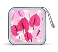 Jubonexis Red Anthurium Flower Silhouette CD Case DVD Storage Case Portable for Car Home Travel