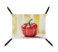 Jubonexis Red Bell Pepper on Yellow White Vertical Striped Breathable Pet Hammock with Adjustable Straps Reversible Cat Hanging Bed Dog Mats