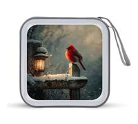 Jubonexis Red Bird Ion The Wooden Sign Dreamy CD Case DVD Storage Case Portable for Car Home Travel