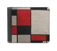 Jubonexis Red Black White Blocks Fabric Pattern Soft PU Leather Bifold Wallet, Coin Purse Credit Pass Case, Durable Card-Holder Slim Billfold for Men Woman Money Storage