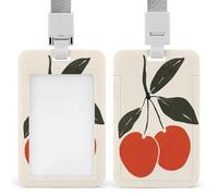 Jubonexis Red Cherries Minimalist Boho ID Badge Holder Retractable Clip Card Holder Card Protector Name Badge Name Tag for Work Office Doctor Nurse
