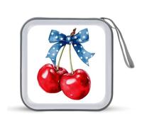 Jubonexis Red Cherries with Blue Star Bow CD Case DVD Storage Case Portable