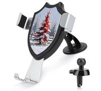 Jubonexis Red Christmas Tree in The Snow Car Phone Holder Mount Triangle Clip Base Air Vent Cell Phone Car Mount Automotive Accessories for 4-6 Inches Cell Smartphones