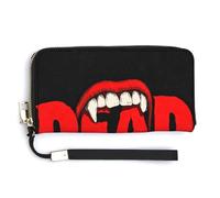 Jubonexis Red Devil Mouth Eating The Word Dead PU Leather Clutch Long Bifold Wallet, Coin Purse Credit Pass Case, Durable Card-Holder Money Storage for Women Men