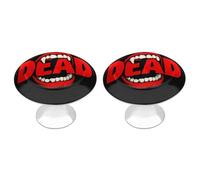 Jubonexis Red Devil Mouth Eating The Word Dead Round Drawer Cabinet Knobs Handles with Screws,2 Pcs, Drawer Dresser Knob Pulls Decor for Wardrobe Cupboard Home Office Kitchen