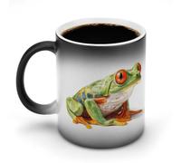 Jubonexis Red-Eyed Tree Frog Color Changing Mugs Heat Changing Ceramic Coffee Mug Novelty Funny Tea Water Cup 11OZ