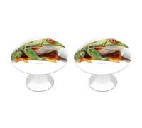 Jubonexis Red-Eyed Tree Frog Round Drawer Cabinet Knobs Handles with Screws,2 Pcs, Drawer Dresser Knob Pulls Decor for Wardrobe Cupboard Home Office Kitchen