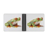 Jubonexis Red-Eyed Tree Frog Soft PU Leather Bifold Wallet, Coin Purse Credit Pass Case, Durable Card-Holder Slim Billfold for Men Woman Money Storage