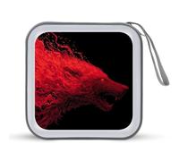 Jubonexis Red Flames Burned Wolf Shape CD Case DVD Storage Case Portable