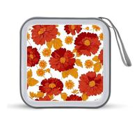 Jubonexis Red Flower Yellow Leaf CD Case DVD Storage Case Portable for Car Home Travel