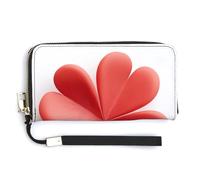 Jubonexis Red Four Leaf Clover PU Leather Clutch Long Bifold Wallet, Coin Purse Credit Pass Case, Durable Card-Holder Money Storage for Women Men