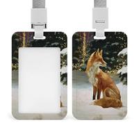 Jubonexis Red Fox Christmas Trees ID Badge Holder Retractable Clip Card Holder Card Protector Name Badge Name Tag for Work Office Doctor Nurse