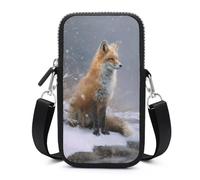 Jubonexis Red Fox Sits by The River Crossbody Mobile Phone Bag Smartphone Bag With Adjustable Strap