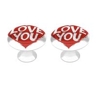 Jubonexis Red Heart Love You Valentine's Day Round Drawer Cabinet Knobs Handles with Screws,2 Pcs, Drawer Dresser Knob Pulls Decor for Wardrobe Cupboard Home Office Kitchen
