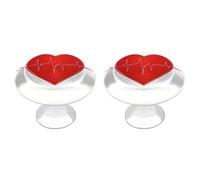 Jubonexis Red Heart Shape Heartbeat Lines Round Drawer Cabinet Knobs Handles with Screws,2 Pcs, Drawer Dresser Knob Pulls Decor for Wardrobe Cupboard Home Office Kitchen