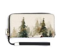 Jubonexis Red House in The Snow Christmas PU Leather Clutch Long Bifold Wallet, Coin Purse Credit Pass Case, Durable Card-Holder Money Storage for Women Men