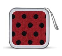 Jubonexis Red Knitted Fabric Black Polka Dot CD Case DVD Storage Case Portable for Car Home Travel