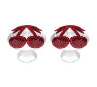 Jubonexis Red Lace Cherry with A Bow Round Drawer Cabinet Knobs Handles with Screws,2 Pcs, Drawer Dresser Knob Pulls Decor for Wardrobe Cupboard Home Office Kitchen