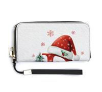 Jubonexis Red Letter D Wearing Santa Hat PU Leather Clutch Long Bifold Wallet, Coin Purse Credit Pass Case, Durable Card-Holder Money Storage for Women Men
