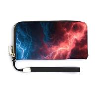 Jubonexis Red Lightning in The Sky PU Leather Clutch Long Bifold Wallet, Coin Purse Credit Pass Case, Durable Card-Holder Money Storage for Women Men