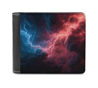 Jubonexis Red Lightning in The Sky Soft PU Leather Bifold Wallet, Coin Purse Credit Pass Case, Durable Card-Holder Slim Billfold for Men Woman Money Storage