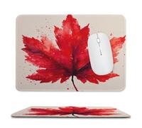 Jubonexis Red Maple Leaf Watercolor Mouse Pad, Small Office Computer Mouse Pads for Desk Laptop with Non-Slip Rubber Base Mouse Mat, Gaming Mouse Pads