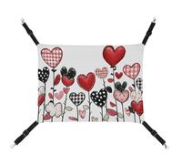 Jubonexis Red Pink And Black Hearts Breathable Pet Hammock with Adjustable Straps Reversible Cat Hanging Bed Dog Mats
