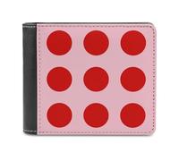 Jubonexis Red Polka Dots on Pink Soft PU Leather Bifold Wallet, Coin Purse Credit Pass Case, Durable Card-Holder Slim Billfold for Men Woman Money Storage