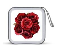 Jubonexis Red Roses Petal Watercolor CD Case DVD Storage Case Portable for Car Home Travel