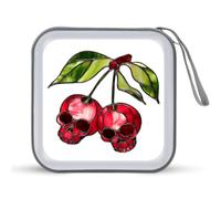 Jubonexis Red Stained Glass Cherries with Skull Faces CD Case DVD Storage Case Portable for Car Home Travel