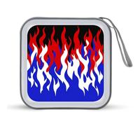 Jubonexis Red White Blue Flame Pattern CD Case DVD Storage Case Portable for Car Home Travel