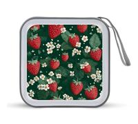 Jubonexis Reds and Greens of The Strawberry CD Case DVD Storage Case Portable for Car Home Travel