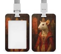 Jubonexis Renaissance White Mouse Noble Woman with Crown ID Badge Holder Retractable Clip Card Holder Card Protector Name Badge Name Tag for Work Office Doctor Nurse