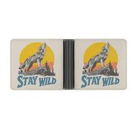 Jubonexis Retro 90s Style Howling Coyote on A Cliff Soft PU Leather Bifold Wallet, Coin Purse Credit Pass Case, Durable Card-Holder Slim Billfold for Men Woman Money Storage