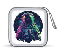 Jubonexis Retro Astronaut Neon CD Case DVD Storage Case Portable for Car Home Travel