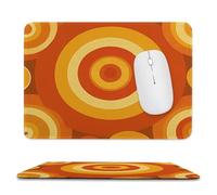Jubonexis Retro Bold Circular Orange Yellow Mouse Pad, Small Office Computer Mouse Pads for Desk Laptop with Non-Slip Rubber Base Mouse Mat, Gaming Mouse Pads