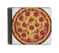 Jubonexis Retro Pizza Melted Cheese and Tomato Soft PU Leather Bifold Wallet, Coin Purse Credit Pass Case, Durable Card-Holder Slim Billfold for Men Woman Money Storage
