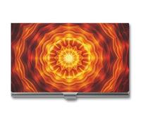 Jubonexis Retro Psychedelic Concentric Star and Ring Business Card Holder, Pocket Slim Metal Business Card Case for Women Men